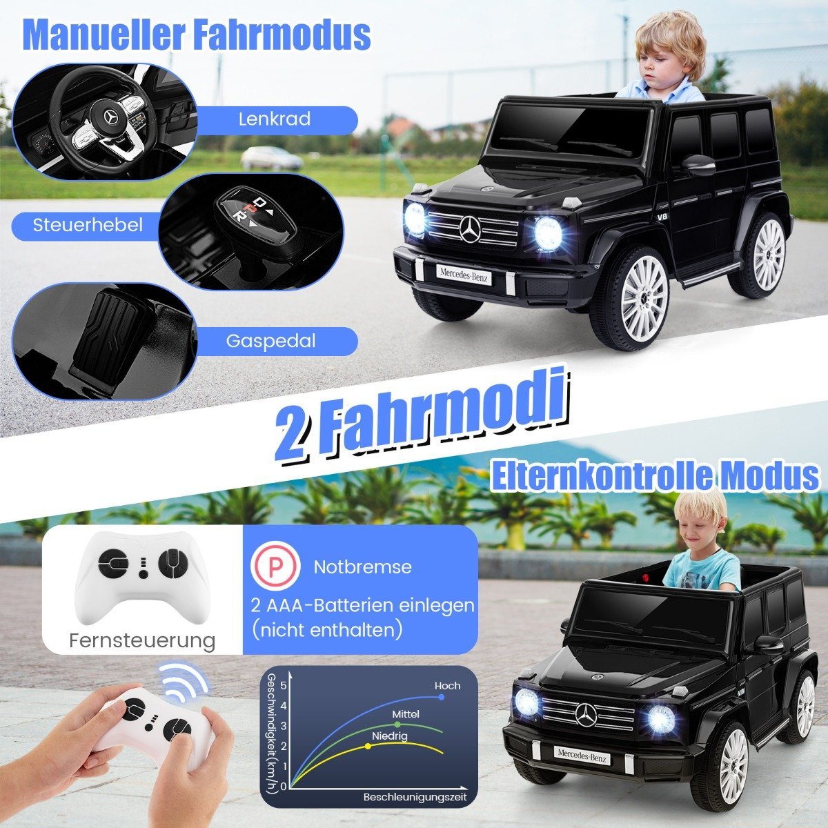 Electric car for children Mercedes Benz G500 children's car electric with remote control black