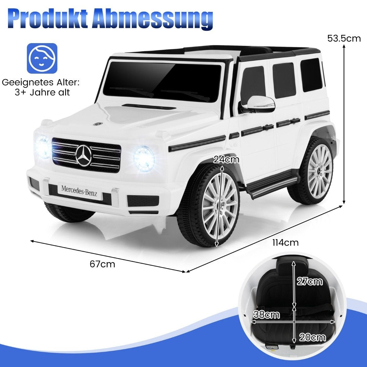 Electric car for children Mercedes Benz G500 children's car electric with remote control white