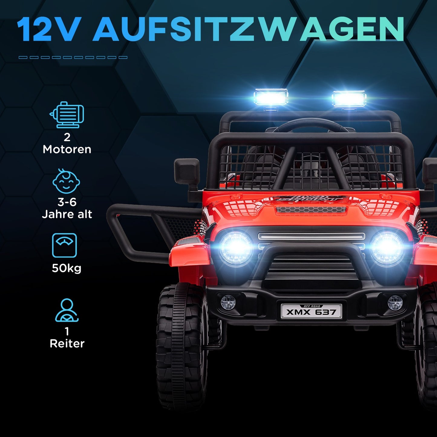 12V electric car for children, terrain with music and remote control