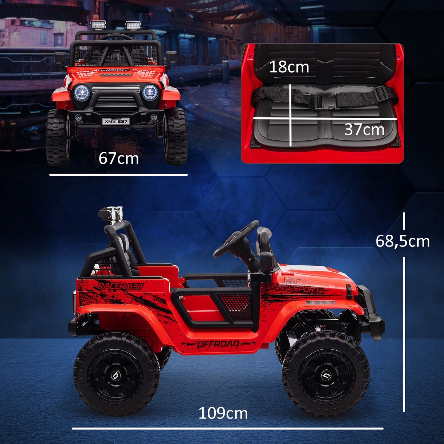 12V electric car for children, terrain with music and remote control