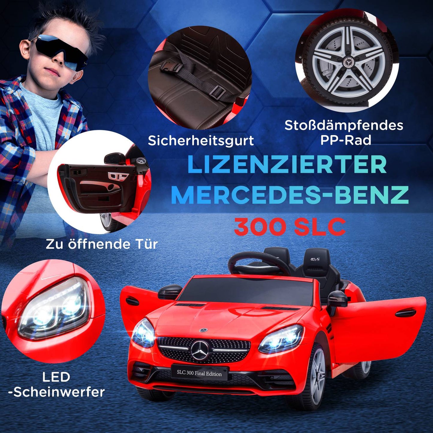 Electric car for children, Remote control, USB music, Red