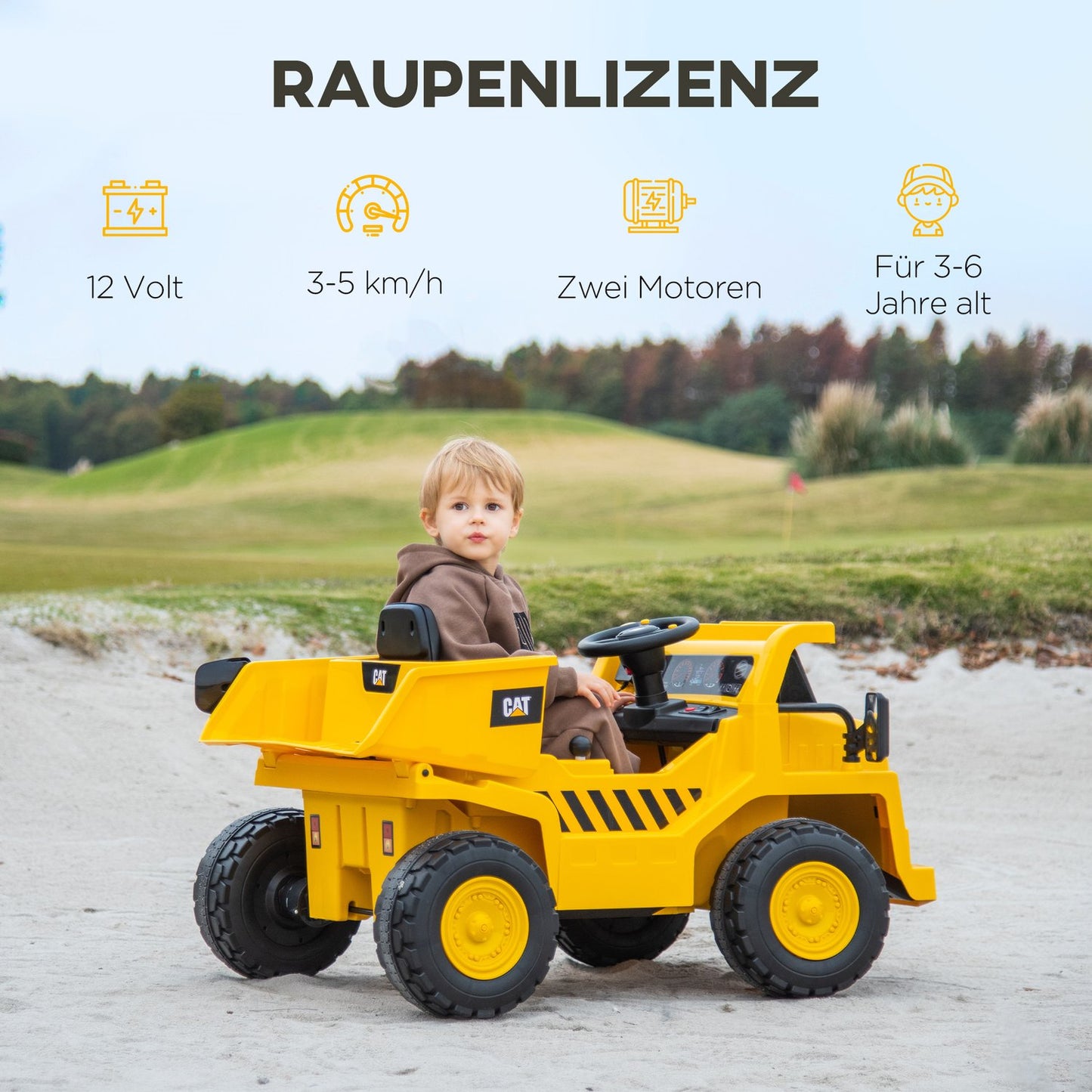 Electric excavator for children with remote control, bucket and lights, 3-7 years