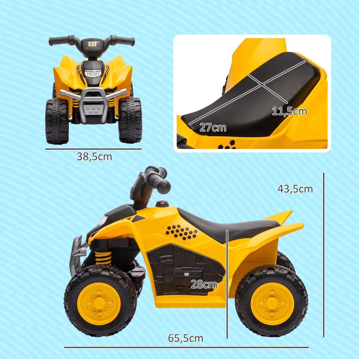 Electric quad bike for children, 6V with horn & headlights, yellow