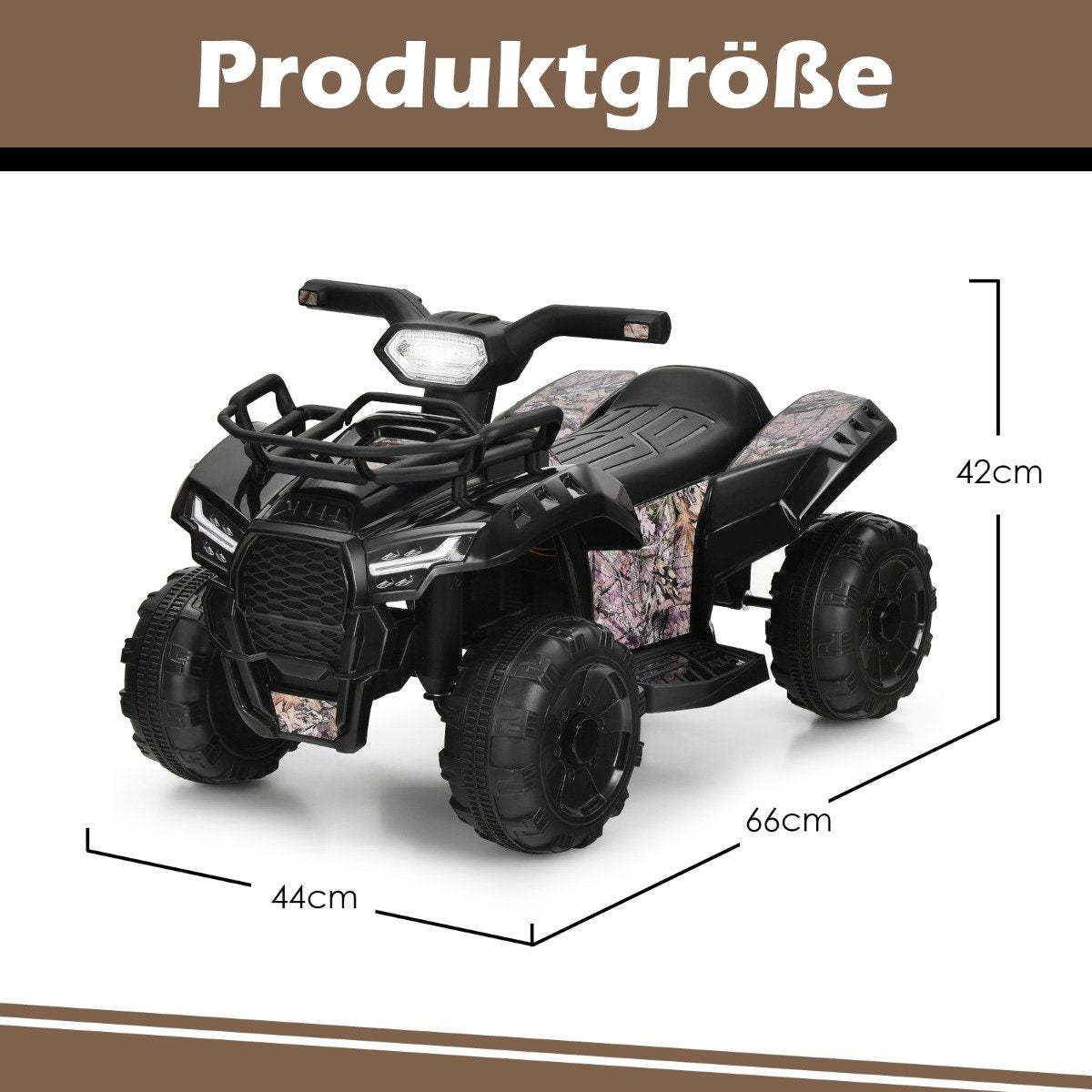 Electric children's quad with headlights Electric quad children's car with music 44 x 66 x 42 cm black