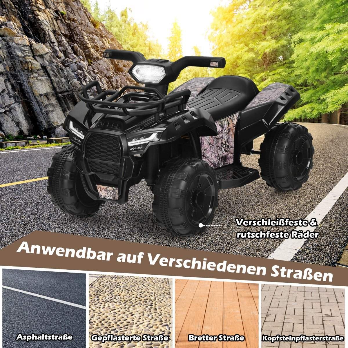 Electric children's quad with headlights Electric quad children's car with music 44 x 66 x 42 cm black