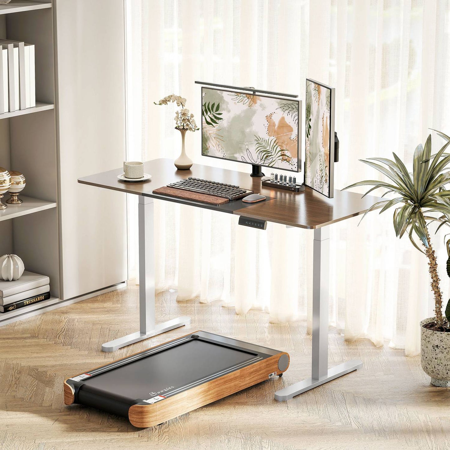 Height-Adjustable Electric Desk Frame, Steel, White