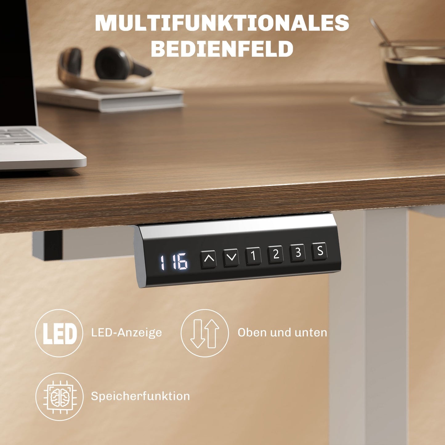 Height-Adjustable Electric Desk Frame, Steel, White