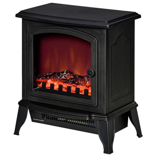 Freestanding electric fireplace with LED Flame, 2000W, Black