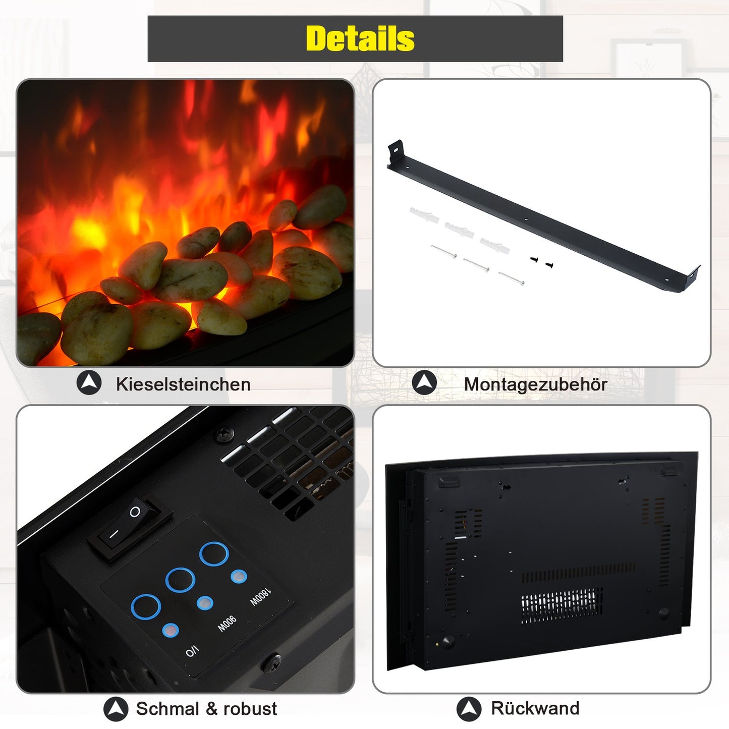 Electric stove, 2 power levels, black stainless steel