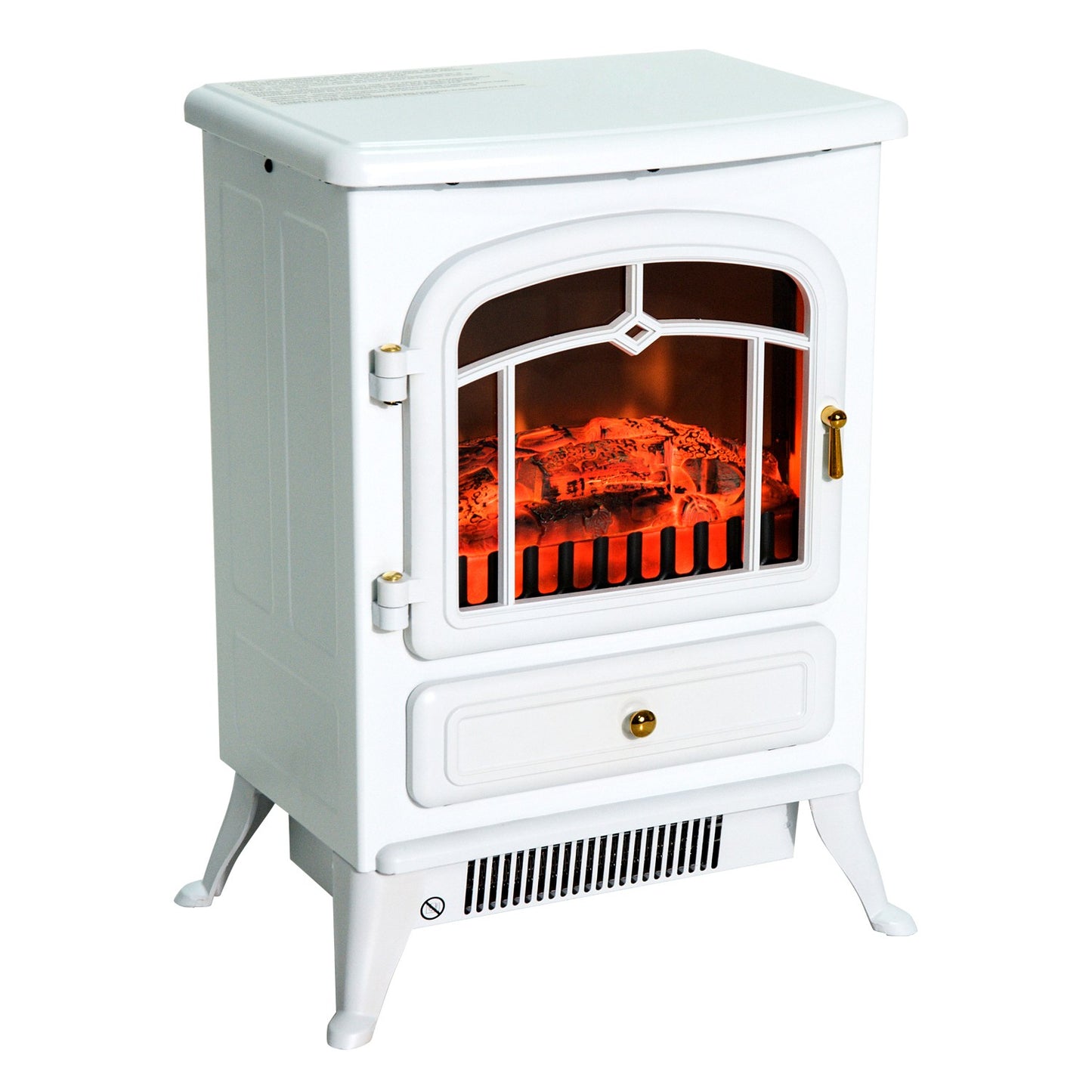 Electric stove, 950/1850W, Flame effect, White