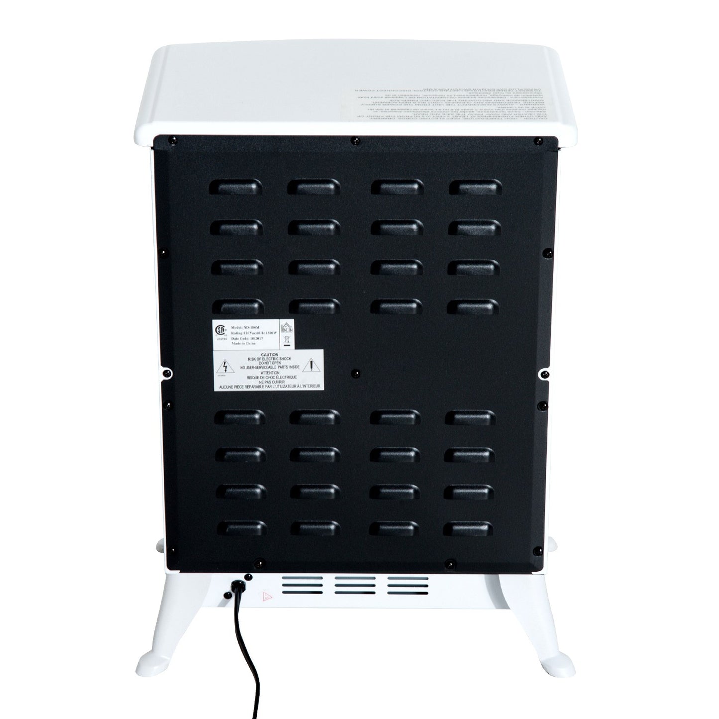 Electric stove, 950/1850W, Flame effect, White