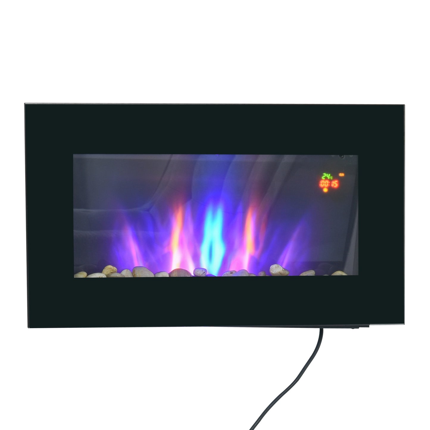 Electric wall fireplace, Remote control, LED Flame, Black