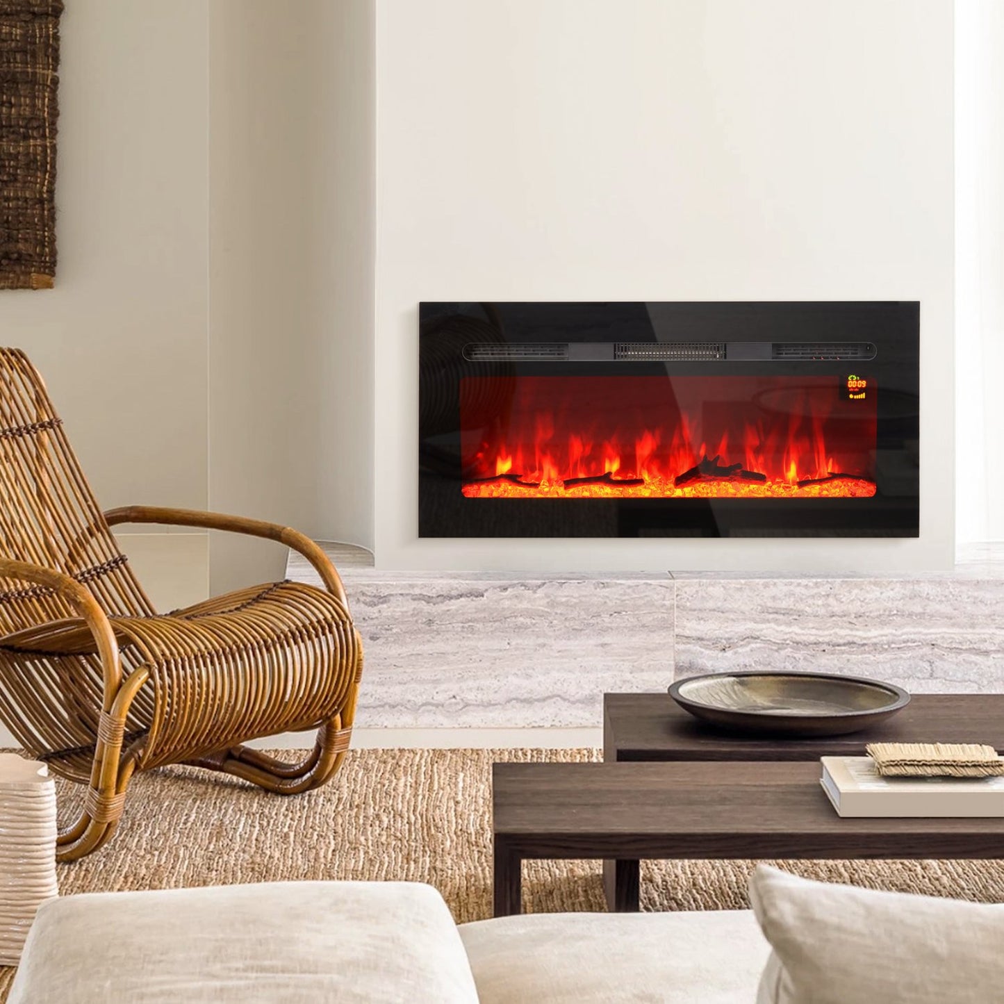 Electric fireplace, 1800W, LED Flame, Remote control