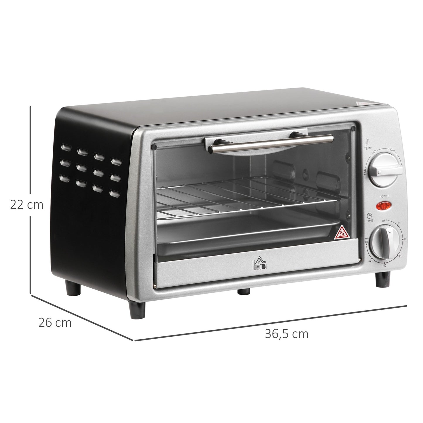 Electric oven 10L with adjustable temperature, timer & grill