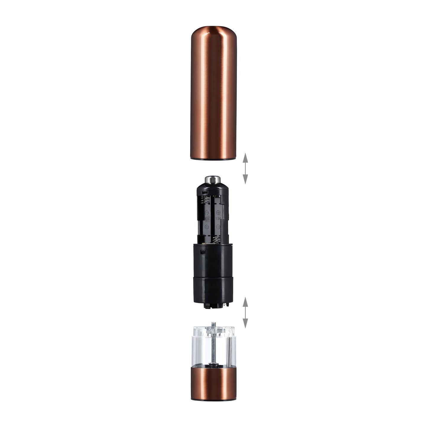 Electric pepper grinder in stainless steel