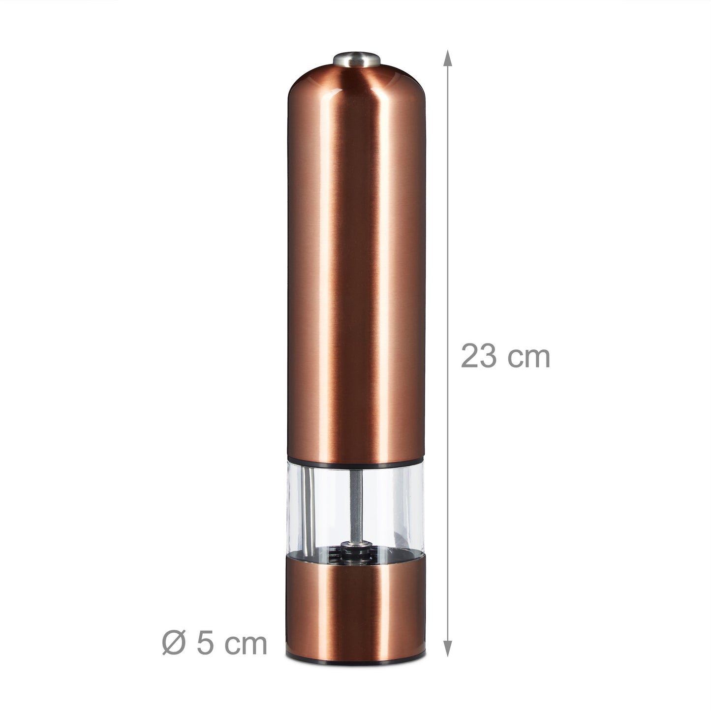 Electric pepper grinder in stainless steel