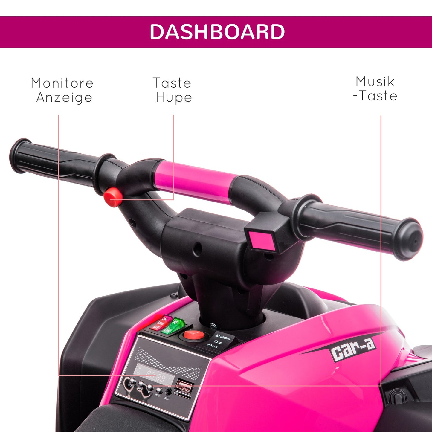 Electric quad bike for children with USB port and MP3 player, 3-5 years