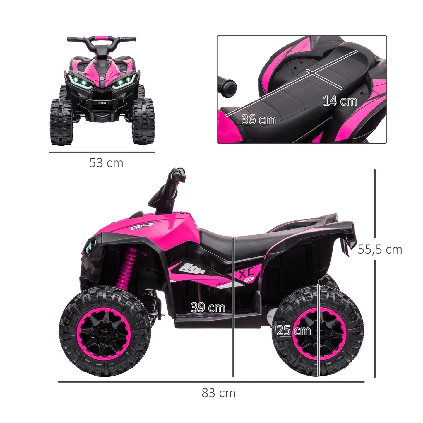 Electric quad bike for children with USB port and MP3 player, 3-5 years