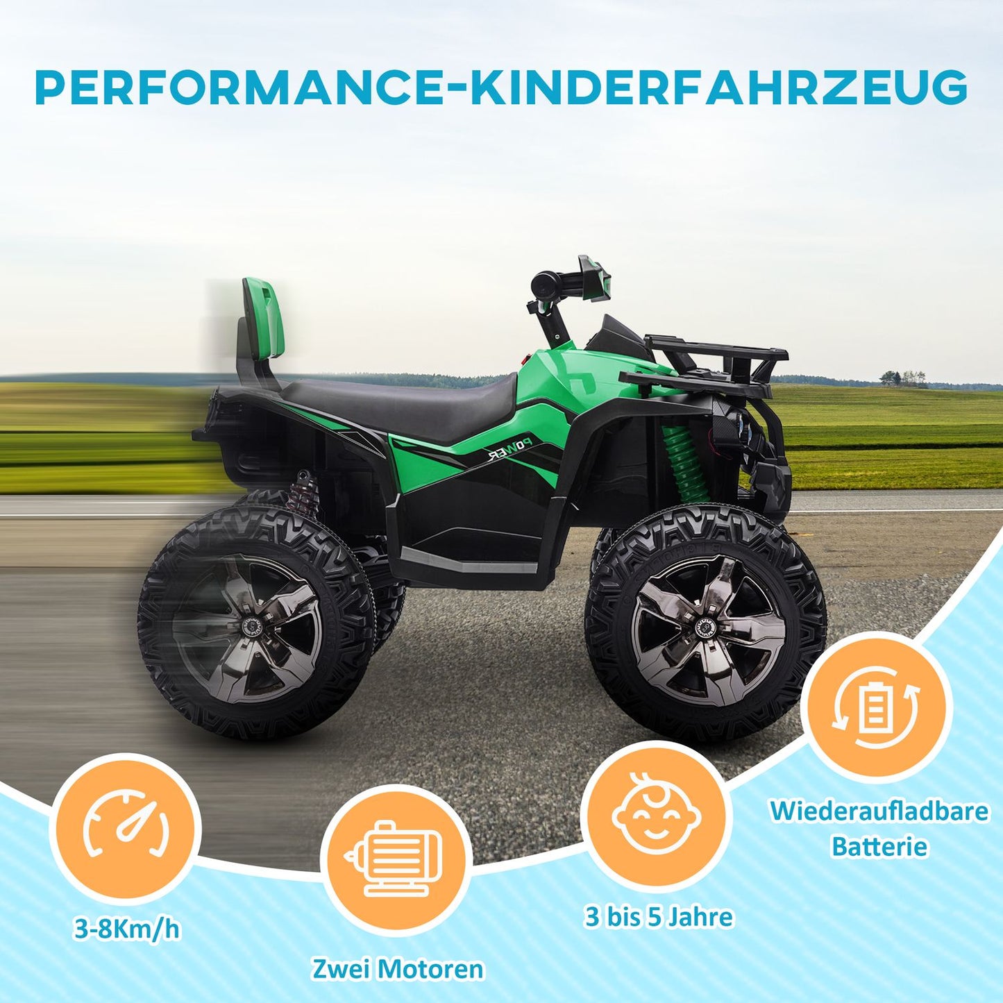 Electric quad bike for children, forward & backward, MP3 & headlights
