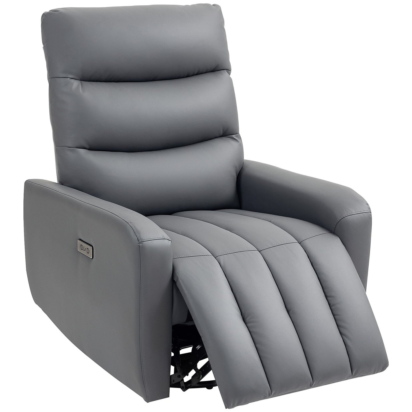 Electric recliner with rocking and USB ports, gray