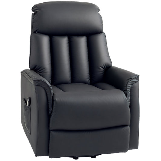 Electric Recliner Chair with Stand-Up Aid, Faux Leather, Black
