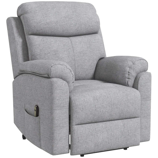 Electric recliner chair, recliner chair with stand-up aid, recliner chair with sleep function, linen look, 83 x 89 x 102 cm, grey