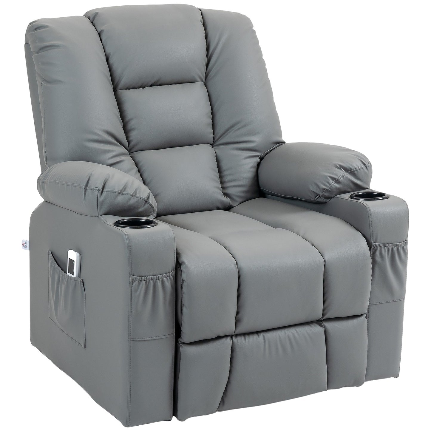 Electric recliner with USB, massage, wheels, gray