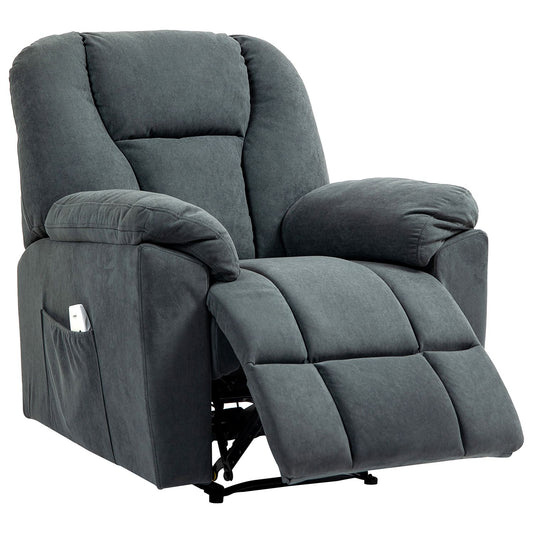 Reclining massage chair w/ heating & USB, dark grey