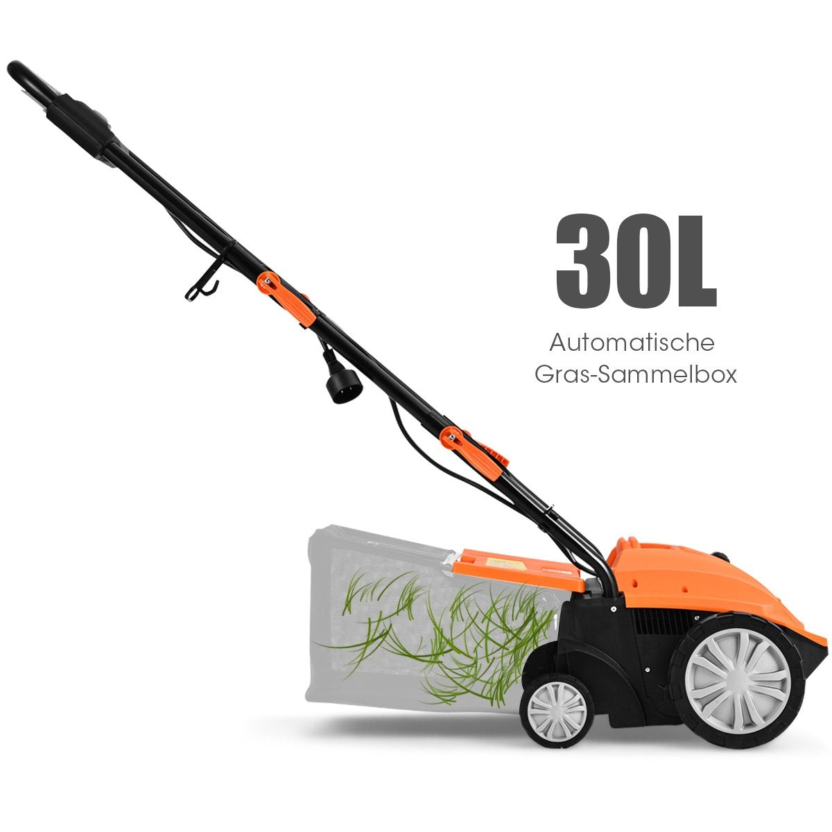 Electric scarifier lawn aerator 1500W 2-in-1 scarifier and aerator 104.5 x 51 x 103 cm orange