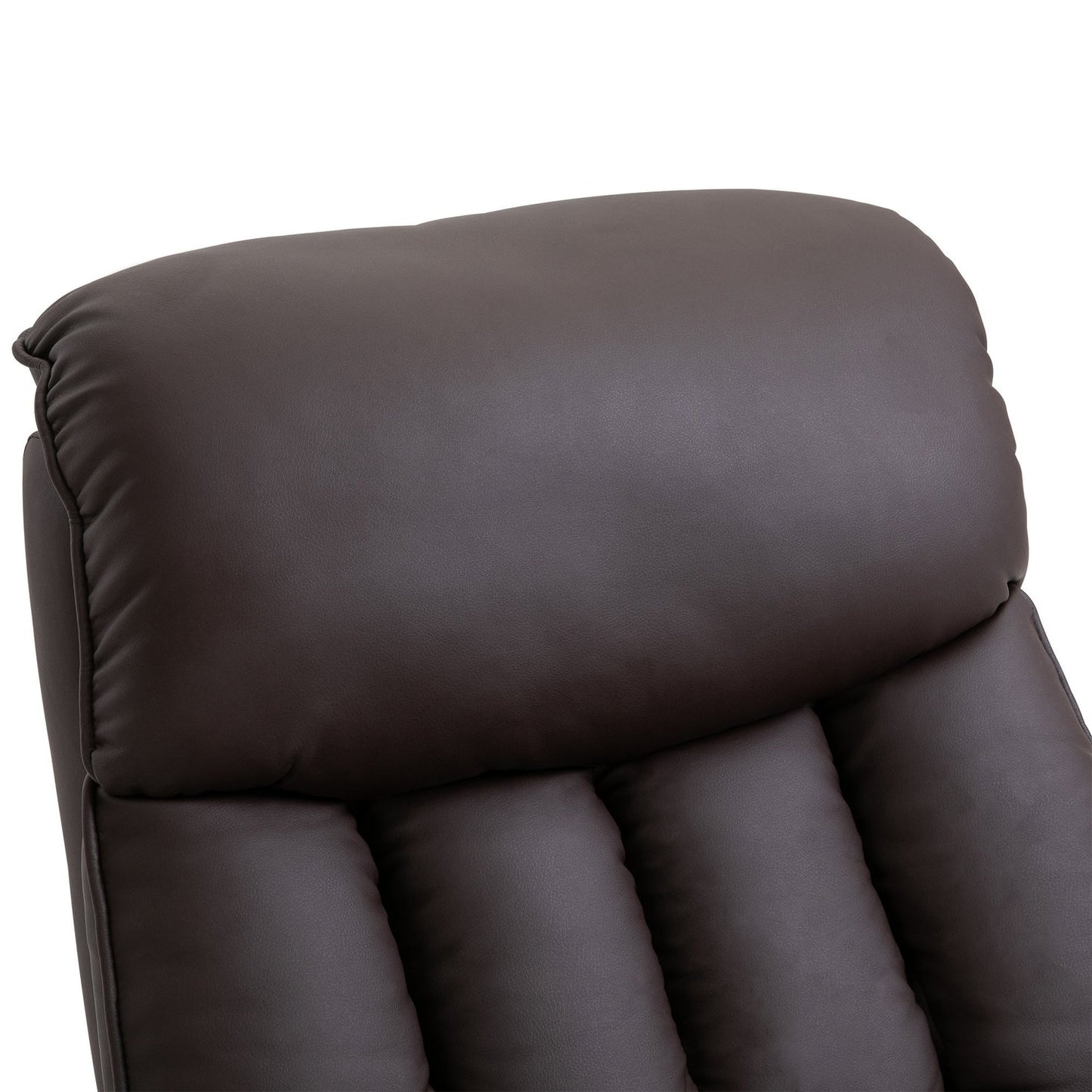 Electric recliner with standing aid, brown artificial leather