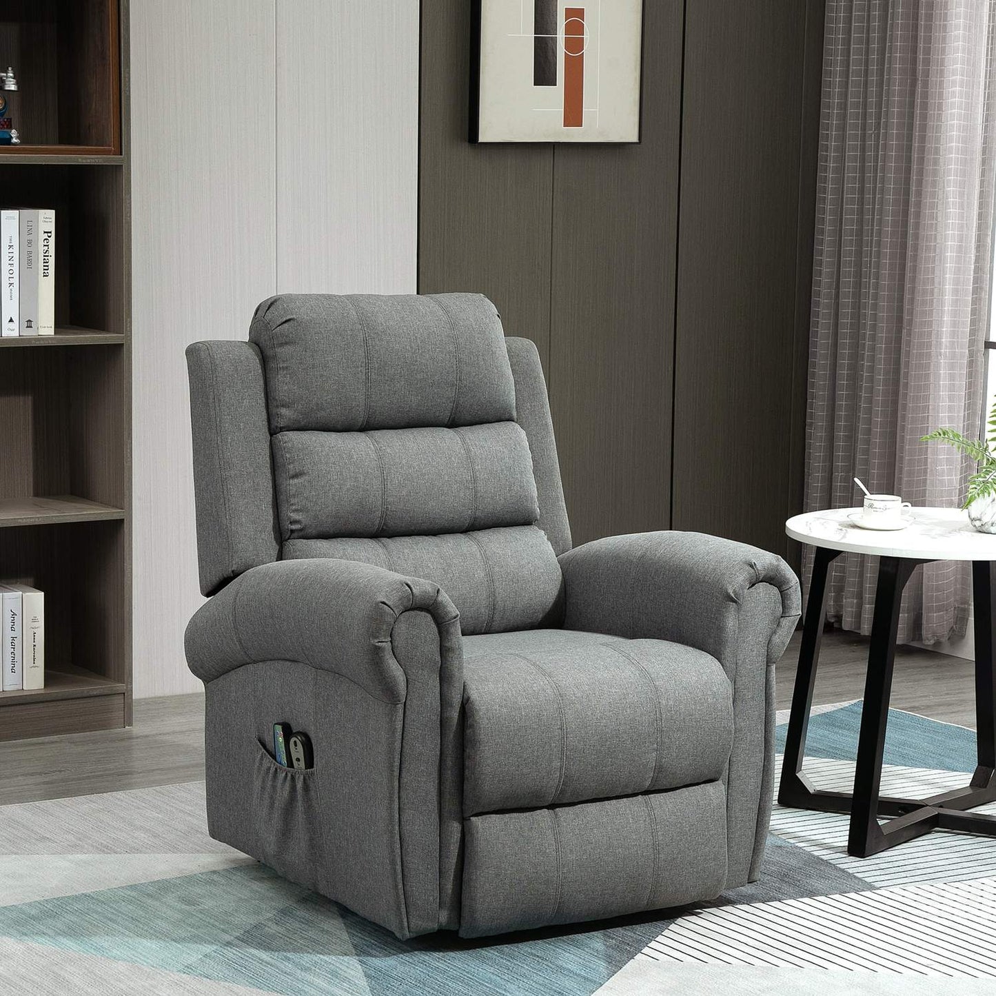 Electric lift chair, Massage & Heating, Remote control, Gray linen
