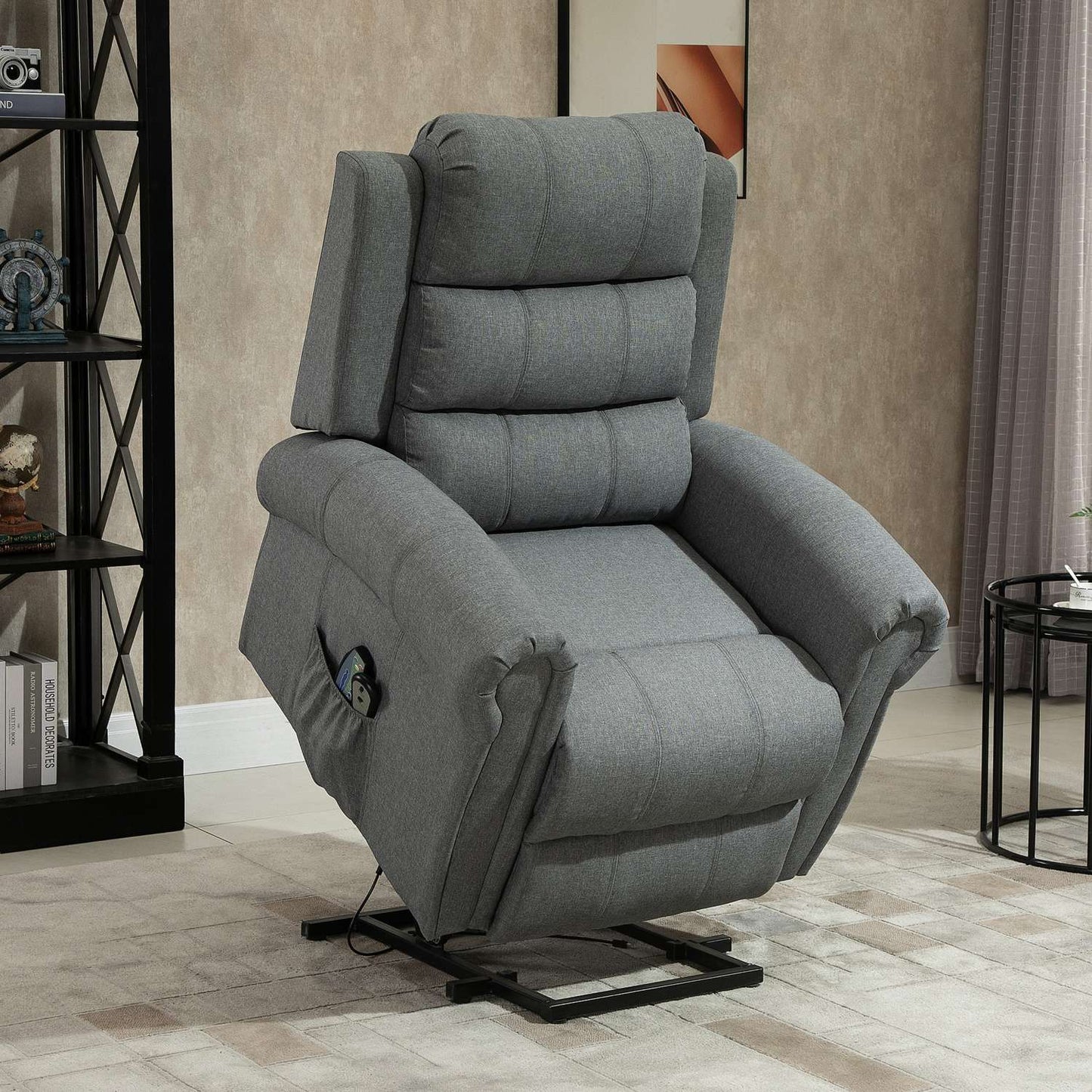 Electric lift chair, Massage & Heating, Remote control, Gray linen