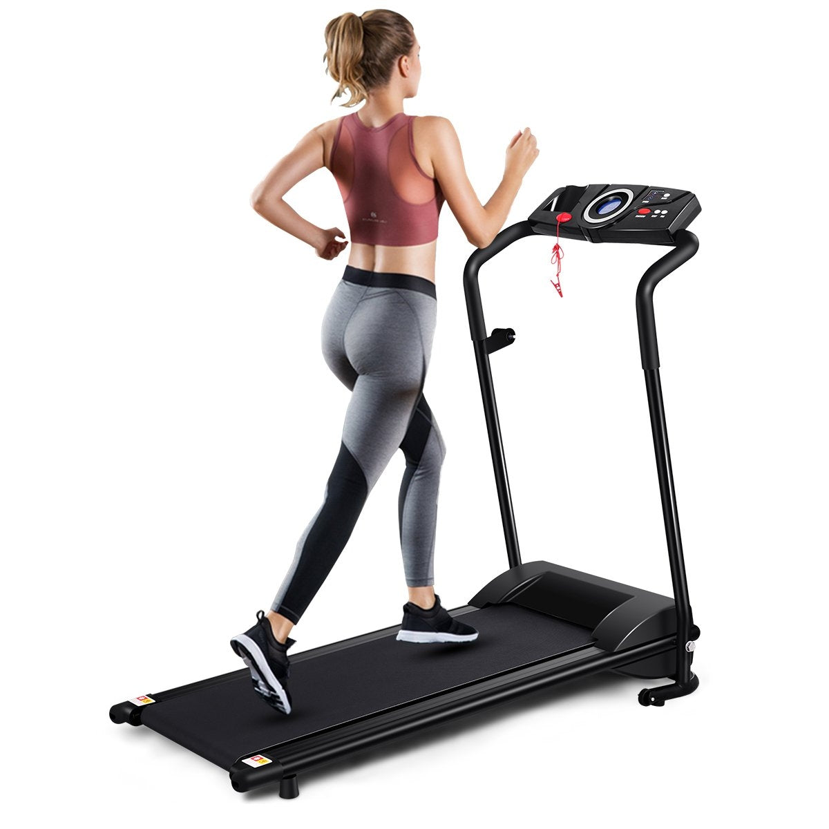 Electric treadmill foldable exercise bike rollable fitness device LCD display