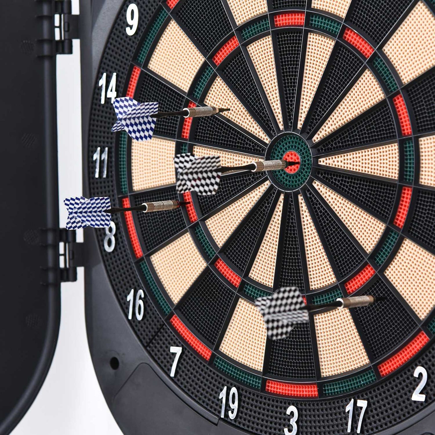 Electronic dart board with door, automatic scoring, 26 games
