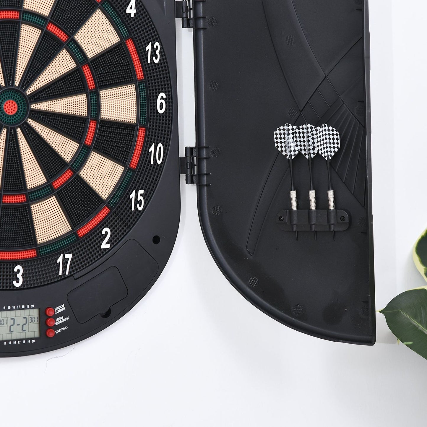 Electronic dart board with door, automatic scoring, 26 games