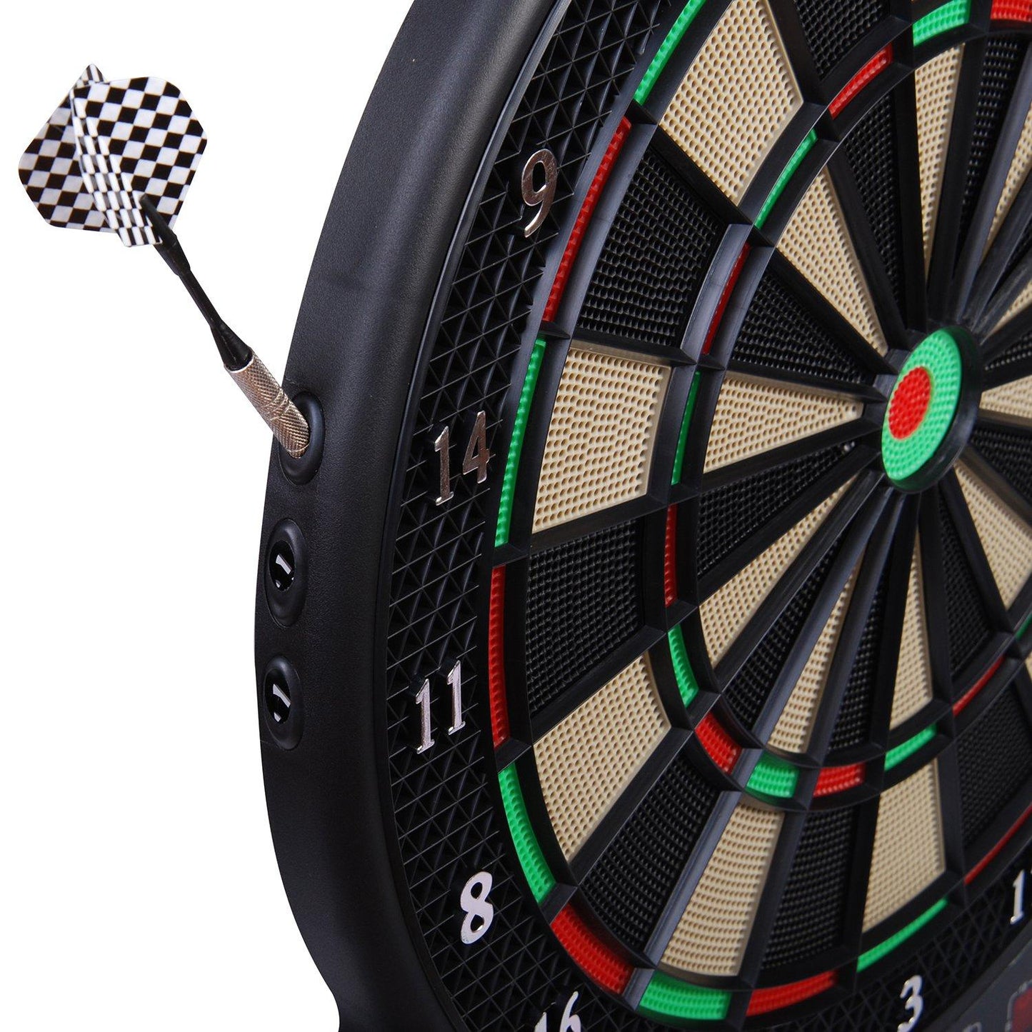 Electronic dart board, 27 games, 16 players, 6 darts