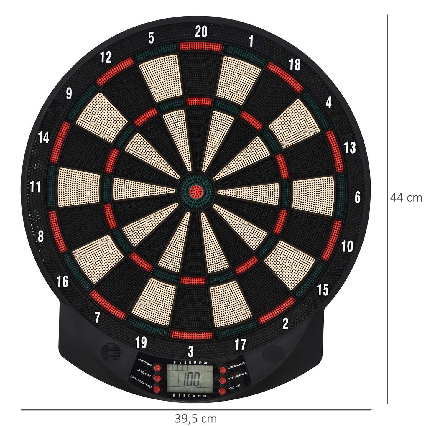Electronic dart board, 6 darts, 26 games, multi-colored