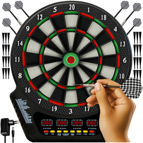 Electronic Dartboard Set, 4 LED Displays, 6 Darts