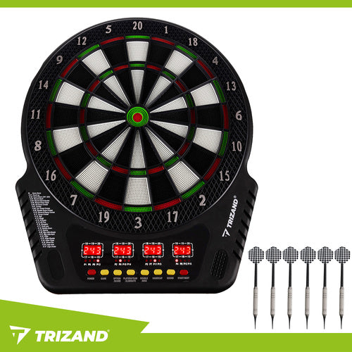 Electronic Dartboard Set, 4 LED Displays, 6 Darts