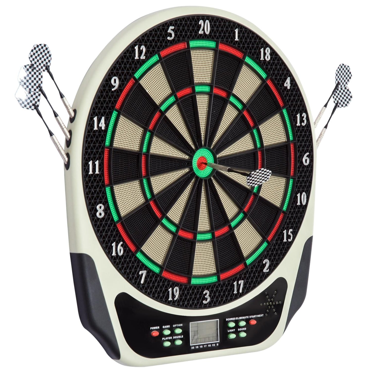 Electronic dart board with LCD screen - 18 games, 6 darts