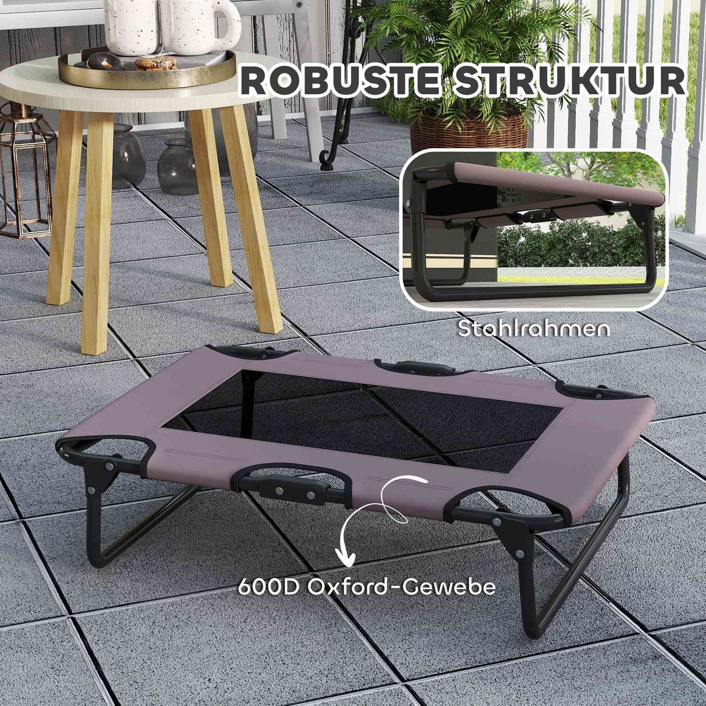 Elevated folding dog bed - Breathable mesh, 75x51x18 cm