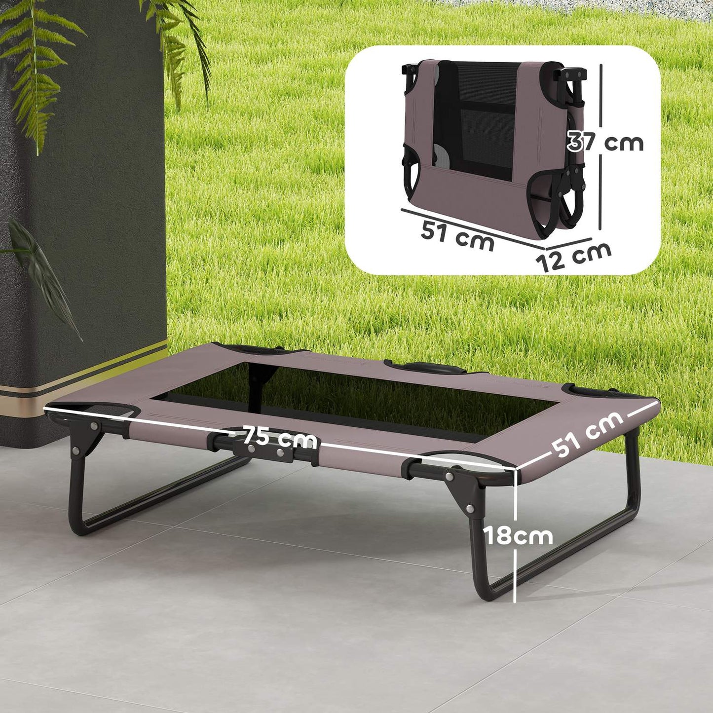 Elevated folding dog bed - Breathable mesh, 75x51x18 cm