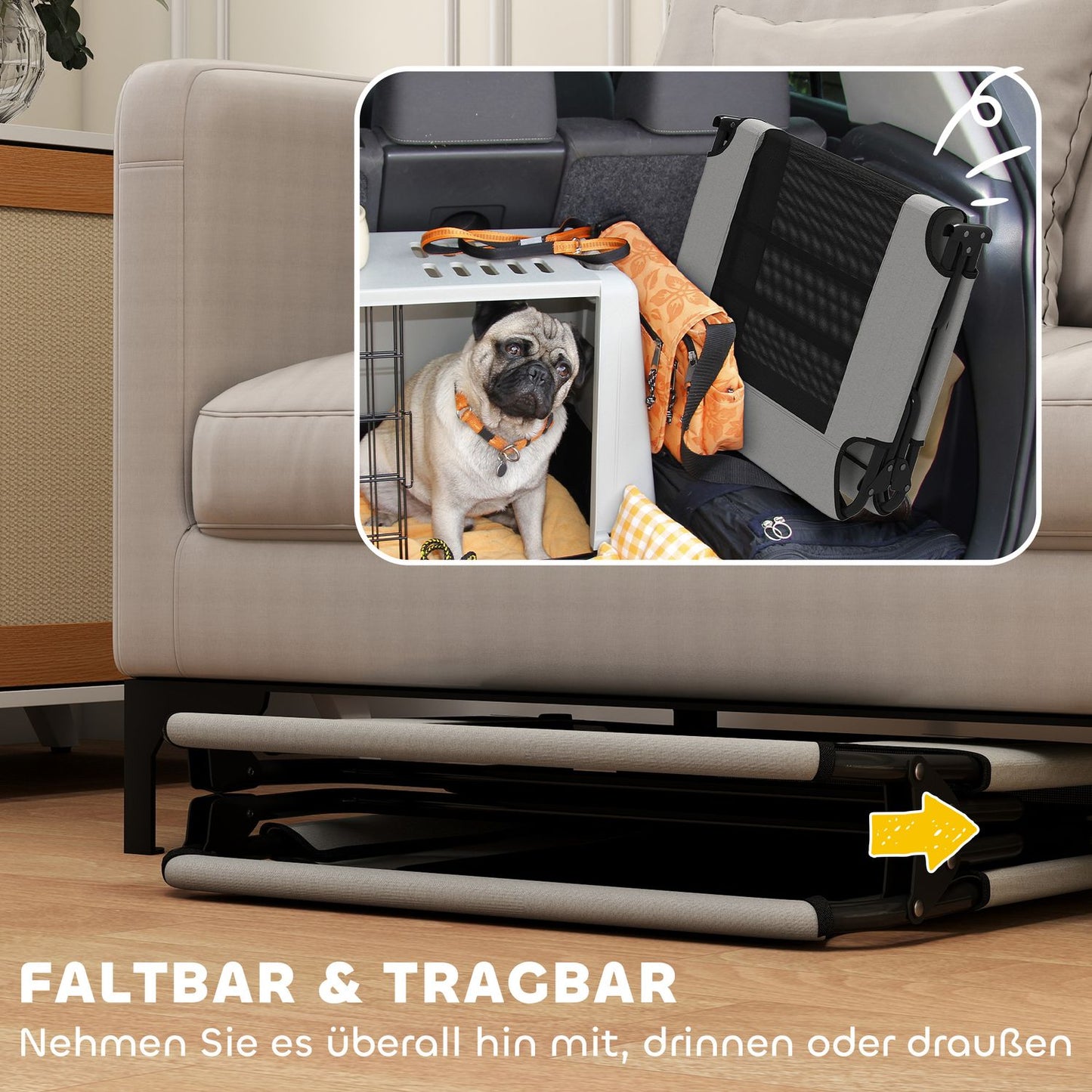 Elevated Dog Bed with Breathable Mesh, Large, Light Gray