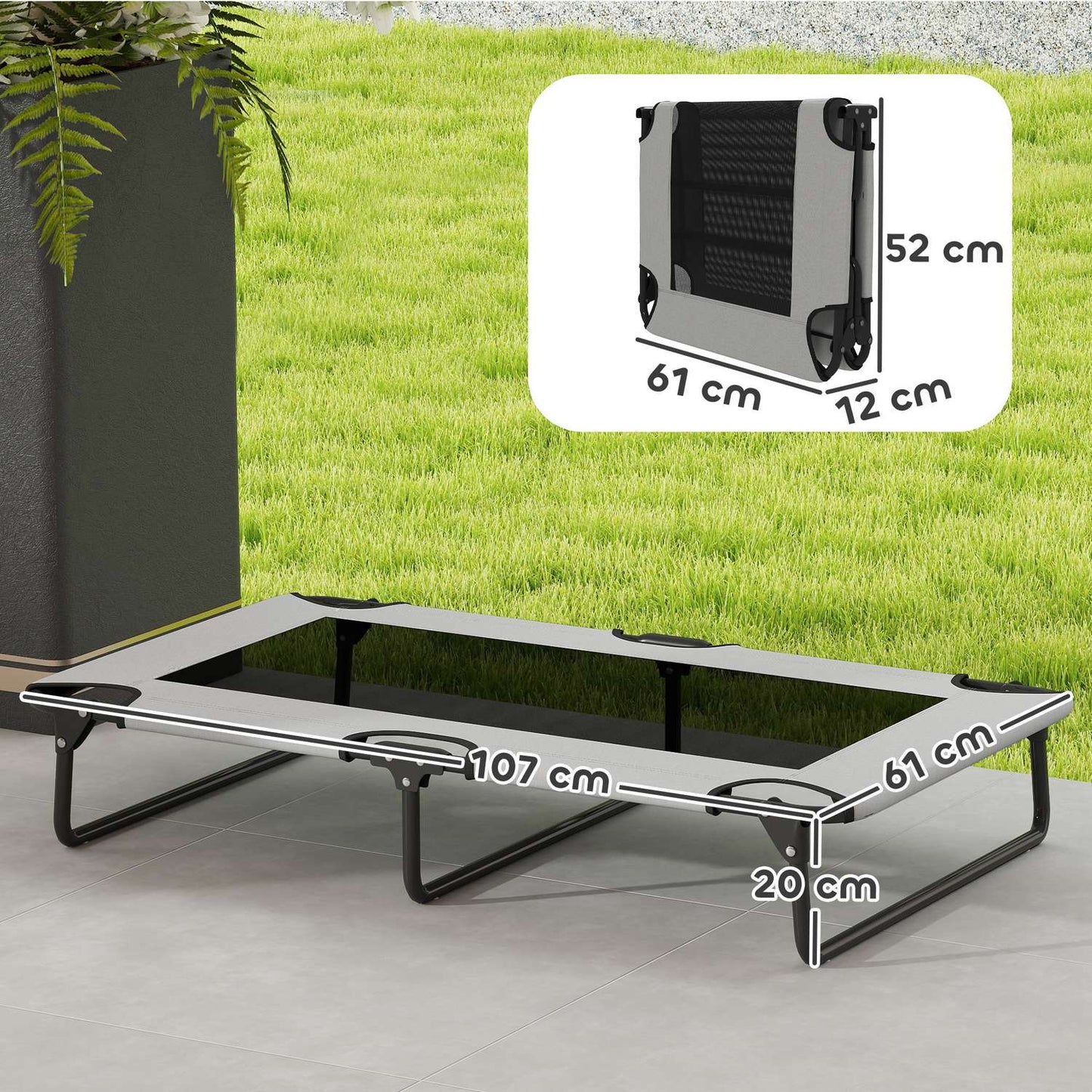 Elevated Dog Bed with Breathable Mesh, Large, Light Gray