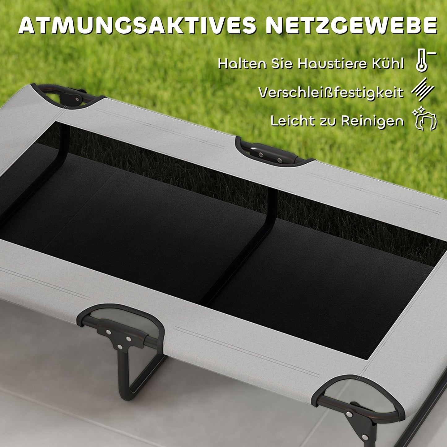 Elevated Dog Bed with Breathable Mesh, Large, Light Gray
