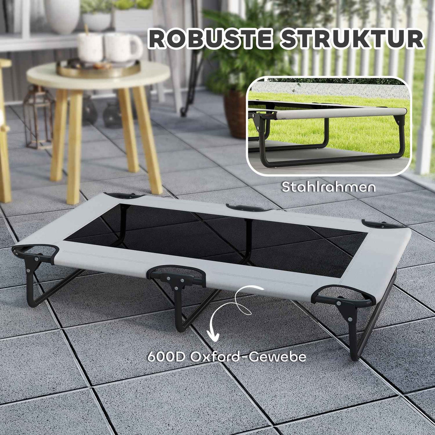 Elevated Dog Bed with Breathable Mesh, Large, Light Gray