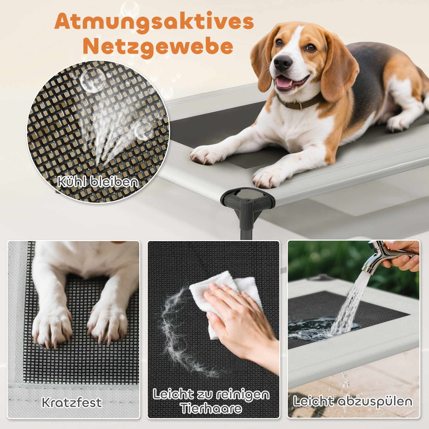 Elevated Dog Bed with Canopy, Breathable Mesh, Portable