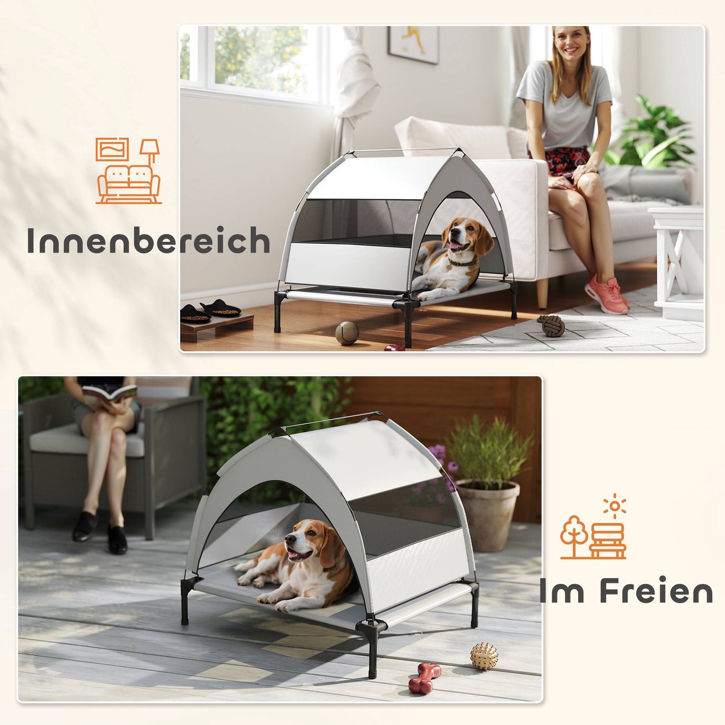 Elevated Dog Bed with Canopy, Breathable Mesh, Portable