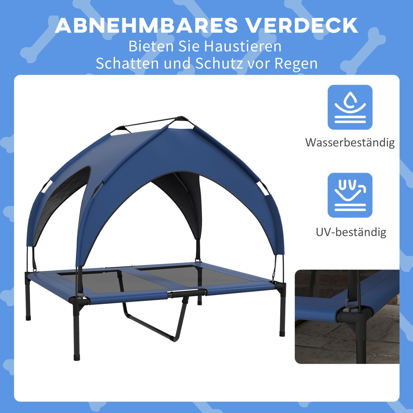 Elevated Canopy Dog Bed - Ventilated Outdoor Bed, Large