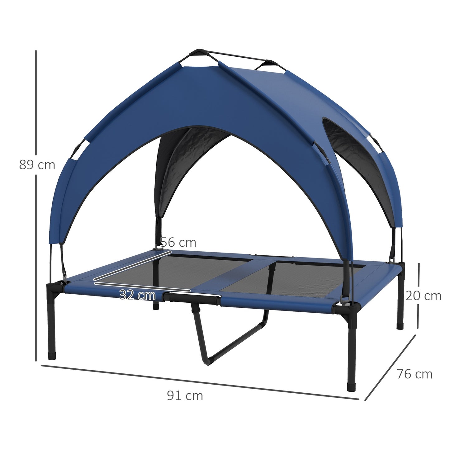 Elevated Canopy Dog Bed - Ventilated Outdoor Bed, Large